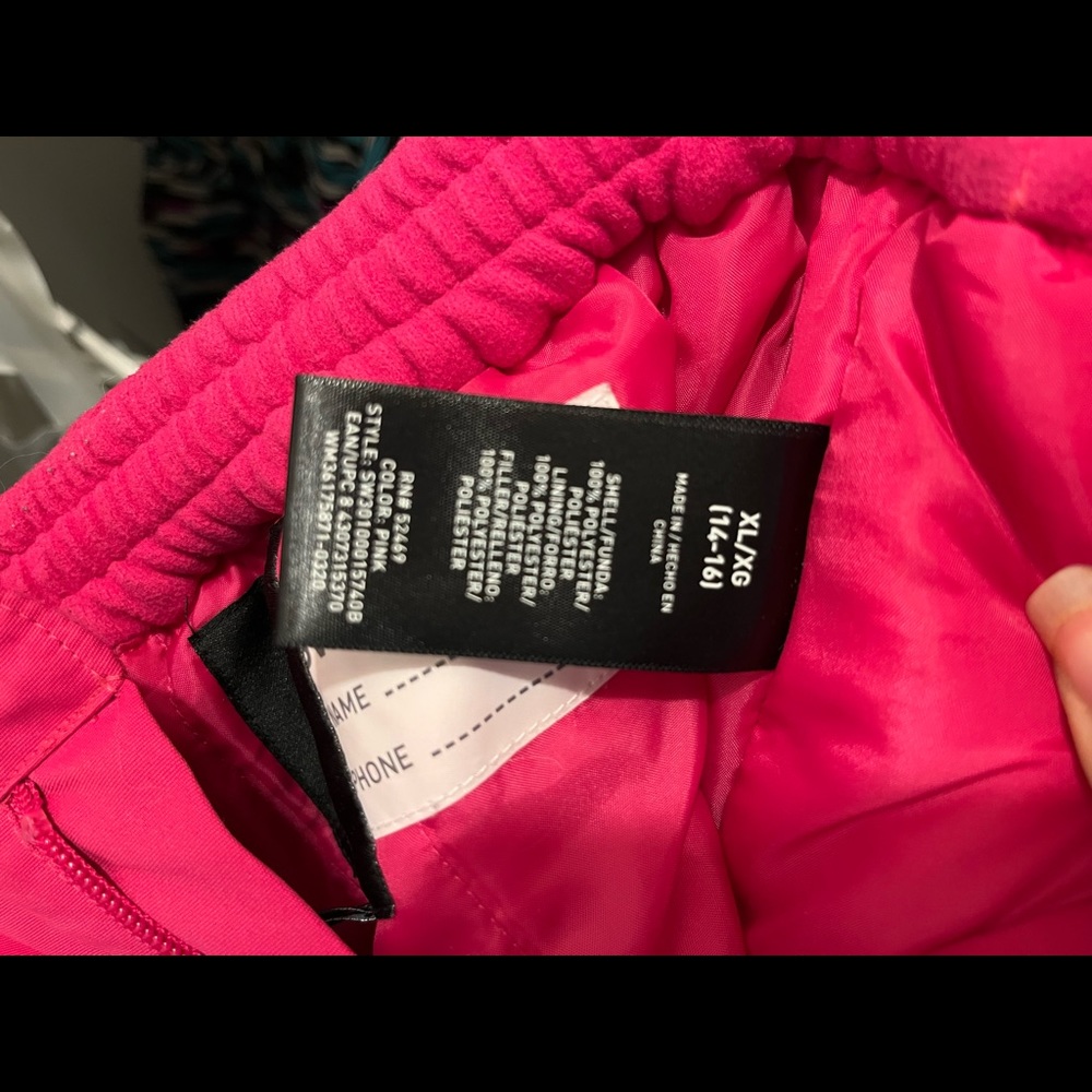 Girls pink snow pants size XL (14-16)